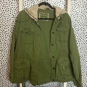 Olive Green Plus Size Jacket Maurices 1X with Hood